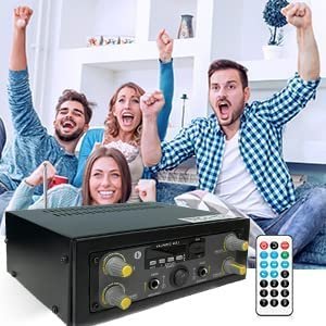 Tech-Unique Stereo Amplifier with Big LED Display/Bluetooth/2 MIC Input/USB/SD Card Slot/FM Radio/AUX Input/Remote Control & Built-in Equalizer with Bass, Treble & Balance Control (039 PRO) - Image 7