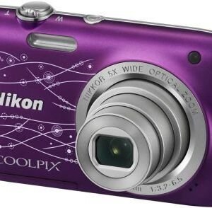 Nikon Coolpix S2800 20.1MP Point and Shoot Camera (Decoration Purple) with 5X Optical Zoom, 8GB Card and Camera Bag