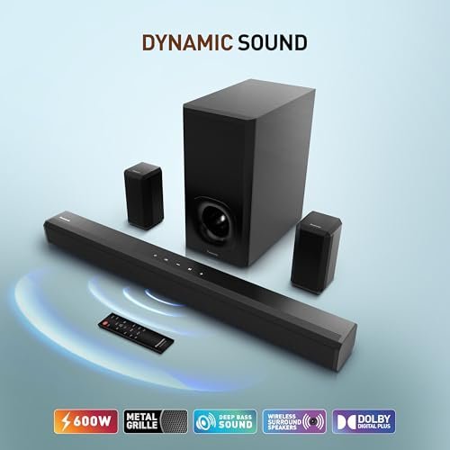 Panasonic 600W 5.1 Ch Sound Bar with 3D Surround Sound Speaker System, Dolby Digital Plus Touch Control,BT 5.3, USB,HDMI ARC,Optical,Aux with Remote Control (SC-HTS600GWK, Black) - Image 8