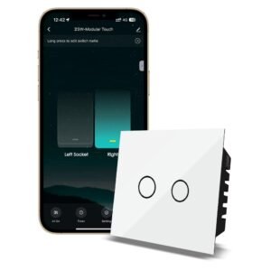 CONBRE SW2 Wi-Fi Smart Modular 2 Gang Touch Switch for Home automation | Suitable for upto 1.5 ton AC, gyser & 16A switch socket etc | Compatible with Alexa, google Assistance & Siri (White)
