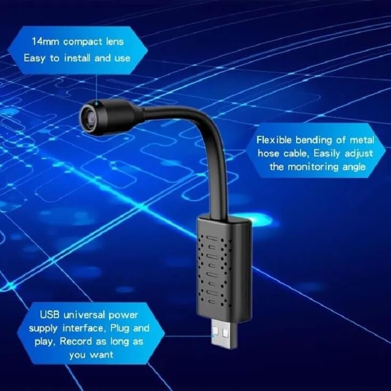 DDLC Flexible USB Camera - Full HD 1080P Mini Surveillance with Color Vision, Motion Detection & Flexible Neck - Wireless Security for Home, Office, and Car (Flexble Camera) - Image 5