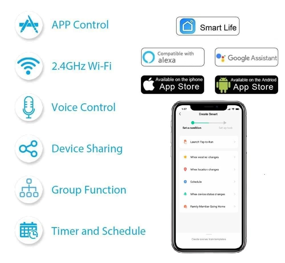 Teqooz® Smart Switch Board (WiFi + Remote) (White) (6M Size) : 4 Switch + Fan Regulator + Socket | 3 Yr Warranty | Works with SmartLife App, Alexa, Google, Siri | Glass Touch - Image 6
