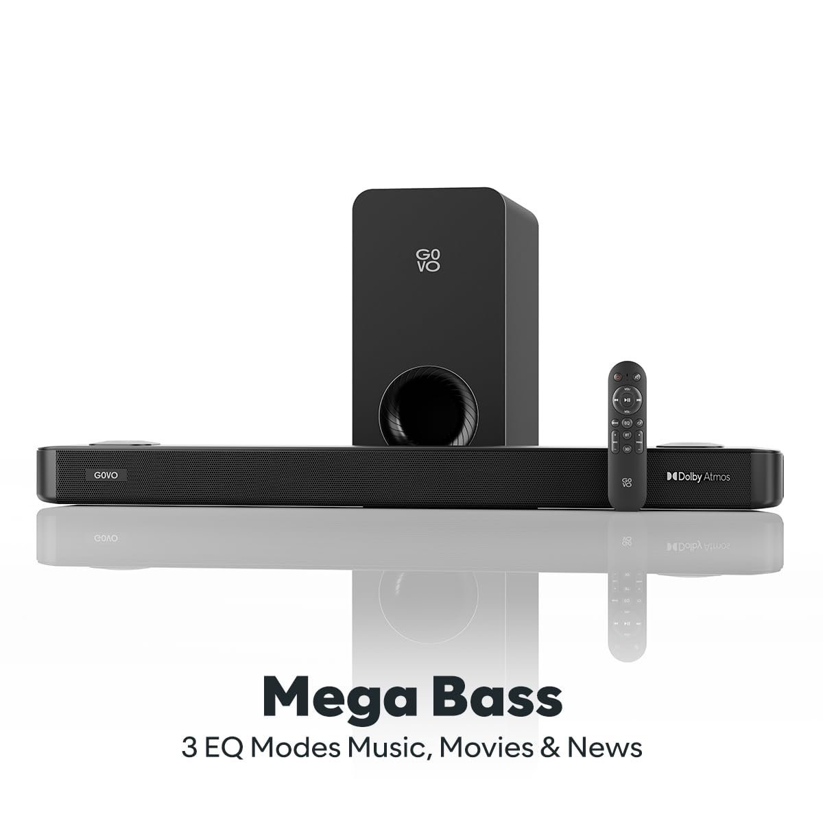 GOVO GOSURROUND 975 | 4.1 (2.1.2) Channel, 400W Soundbar with True Dolby Atmos®, 6.5" subwoofer, Opt, AUX, USB & Bluetooth, 3 Equalizer Modes, Stylish Remote & LED Display (Platinum Black) - Image 3