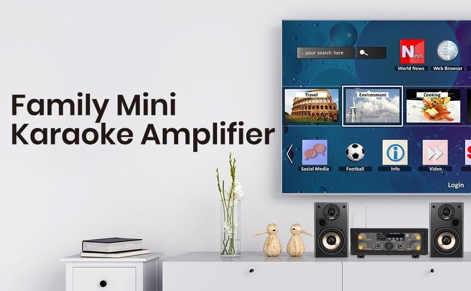 Tech-Unique Stereo Amplifier with Big LED Display/Bluetooth/2 MIC Input/USB/SD Card Slot/FM Radio/AUX Input/Remote Control & Built-in Equalizer with Bass, Treble & Balance Control (039 PRO) - Image 6