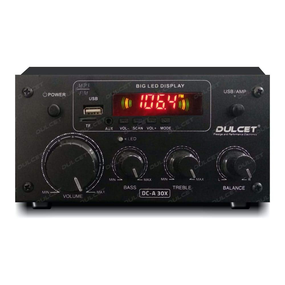 Dulcet DC-A30X 2 Channel Stereo Amplifier with Big LED Display/Bluetooth/MIC Input/USB/SD Card Slot/FM Radio/AUX Input/Remote Control & Built-in Equalizer with Bass, Treble & Balance Control