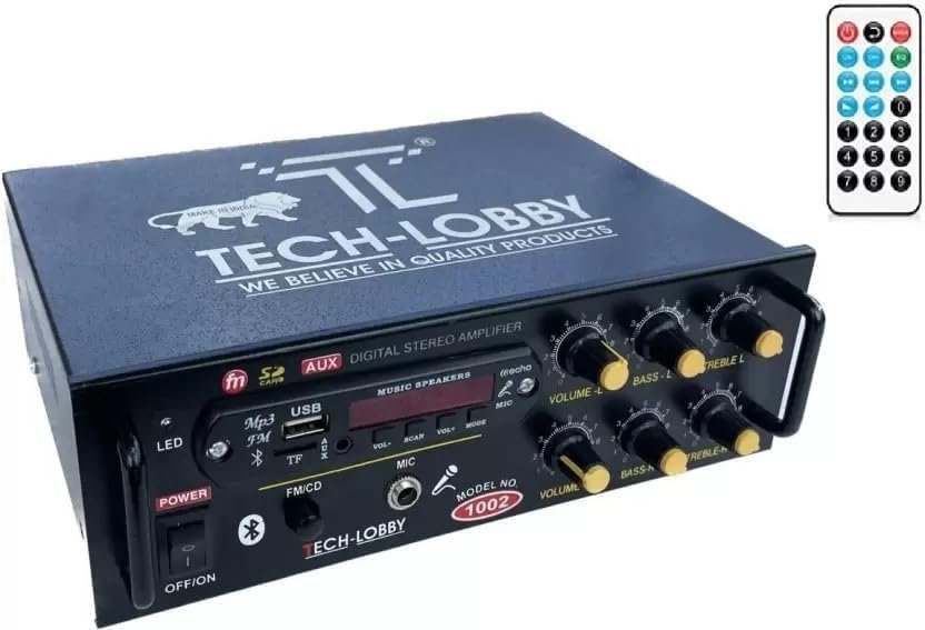 Tech-lobby® Sterio Sound Amplifier with 1 Mic Karaoke USB,AUX,MIC,BLUTHOOTH,AV,2RC-Build in BLUTHOOTH with 4440 Double IC Circuit Power AV Amplifiers Perfect for Home and Outdoor Function.