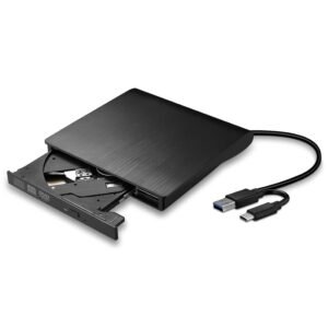 Ruhza External CD/DVD Drive for Laptop USB 3.0 CD/DVD Player Portable CD DVD +/-RW BurnerROM Reader Rewriter Writer Disk Drive Compatible with Laptop Desktop PC Windows MakBook (Black)