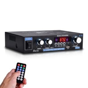 Daakro AK35 200W Dual Channel Bluetooth 5.0 Stereo Audio Amplifier Receiver, with USB, SD Card Input, Bass & Treble Control, Wide Compatibility