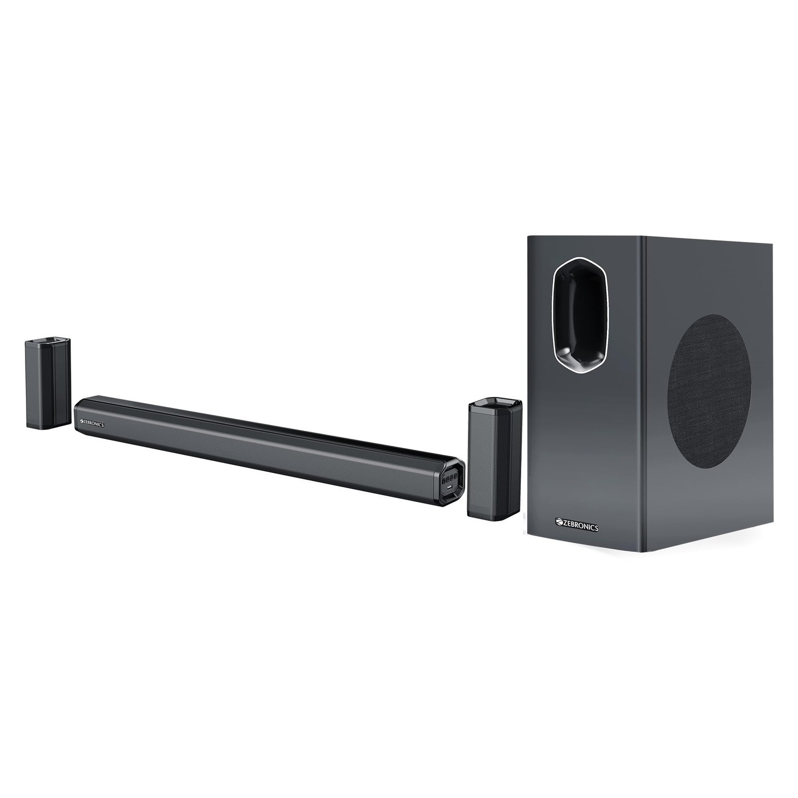ZEBRONICS Juke BAR 7600 Soundbar, 300 Watts, 5.1 Surround, Dual Rear Satellites, Triple Driver Soundbar, 6.5"" Subwoofer, Bluetooth 5.0 | HDMI (ARC) | Optical | USB | AUX - Image 7