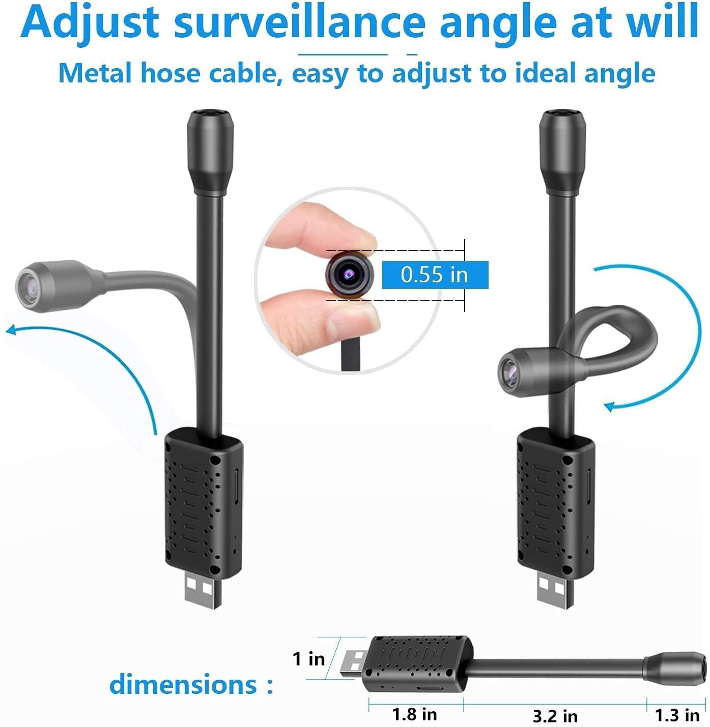 DDLC Flexible USB Camera - Full HD 1080P Mini Surveillance with Color Vision, Motion Detection & Flexible Neck - Wireless Security for Home, Office, and Car (Flexble Camera) - Image 8