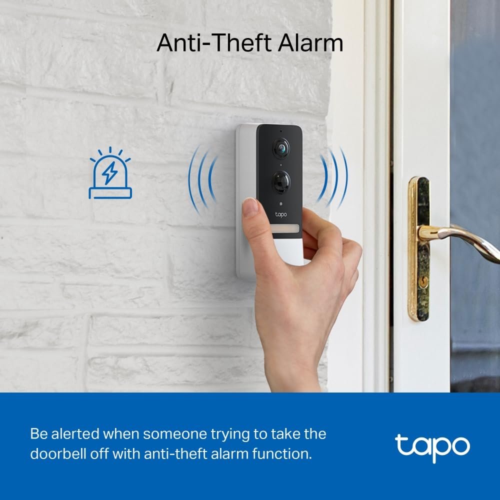 TP-Link Tapo D230S1 2K 5Mp/1920p Smart Wireless Security Video Doorbell,Battery-Powered,Two-Way Talk,Ip64,Colour Night Vision,Cloud &Local Storage,Compatible with Alexa&Google Home,Easy Installation - Image 3