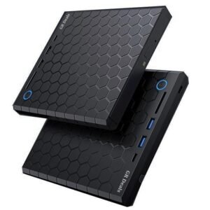 GR Deals Honeycomb Design 4 in 1 External CD/DVD Drive for Laptop, Type C & USB 3.0 CD Burner with 1 USB3.0, 1 USB2.0, USB C Ports and 1 TF Card Slots, DVD Player for Laptop, PC. (Black)