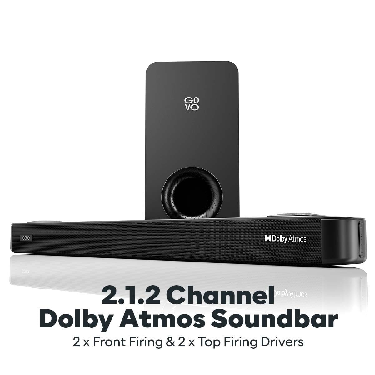 GOVO GOSURROUND 975 | 4.1 (2.1.2) Channel, 400W Soundbar with True Dolby Atmos®, 6.5" subwoofer, Opt, AUX, USB & Bluetooth, 3 Equalizer Modes, Stylish Remote & LED Display (Platinum Black) - Image 4