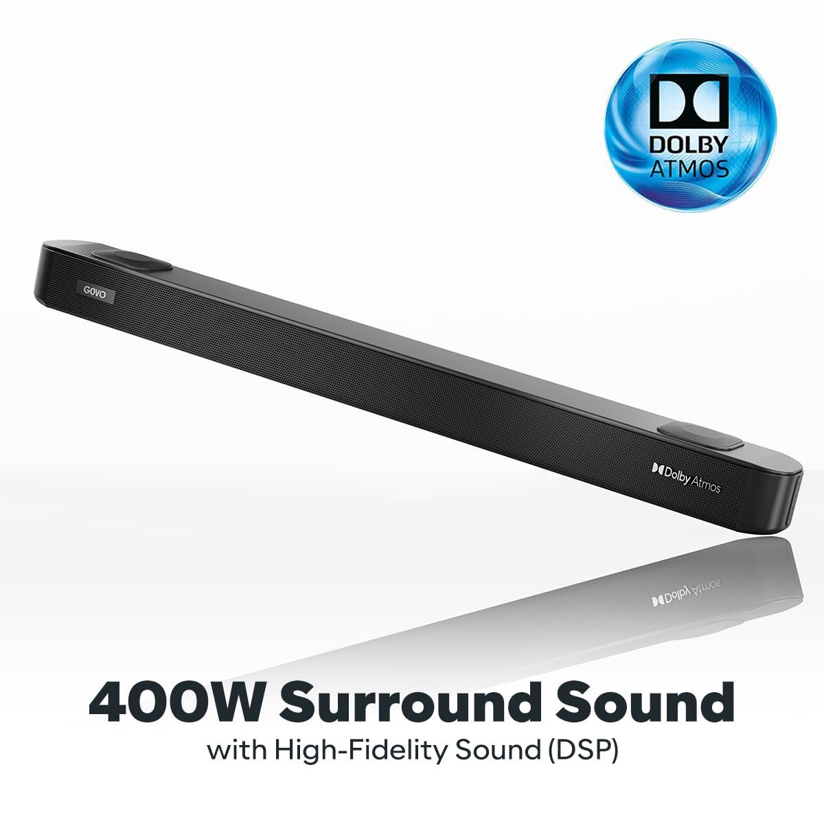 GOVO GOSURROUND 975 | 4.1 (2.1.2) Channel, 400W Soundbar with True Dolby Atmos®, 6.5" subwoofer, Opt, AUX, USB & Bluetooth, 3 Equalizer Modes, Stylish Remote & LED Display (Platinum Black) - Image 6