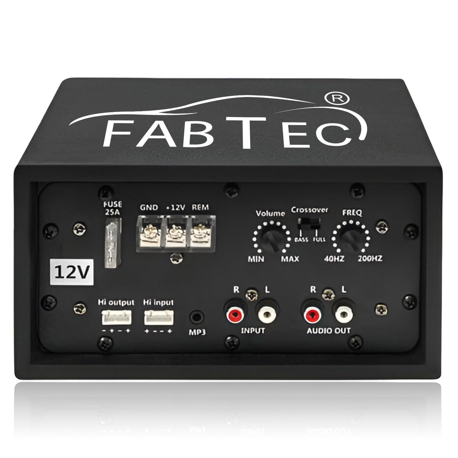 FABTEC 12V Dual Channel 120W Car Amplifier Stereo Power Mono Amp Audio, Bass Sub- Woofer kit, Monoblock, Black Body Encloser,Car Multi Channel Amplifier Class AB, Mosfet Dc Power Supply