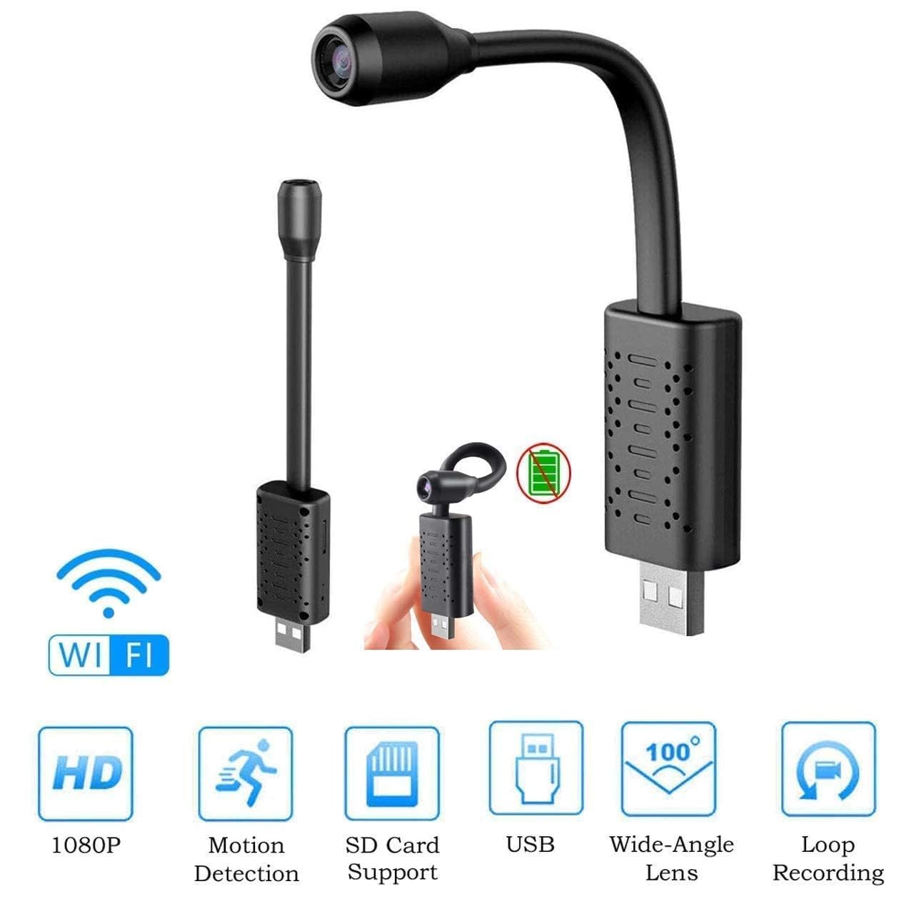 DDLC Flexible USB Camera - Full HD 1080P Mini Surveillance with Color Vision, Motion Detection & Flexible Neck - Wireless Security for Home, Office, and Car (Flexble Camera) - Image 7