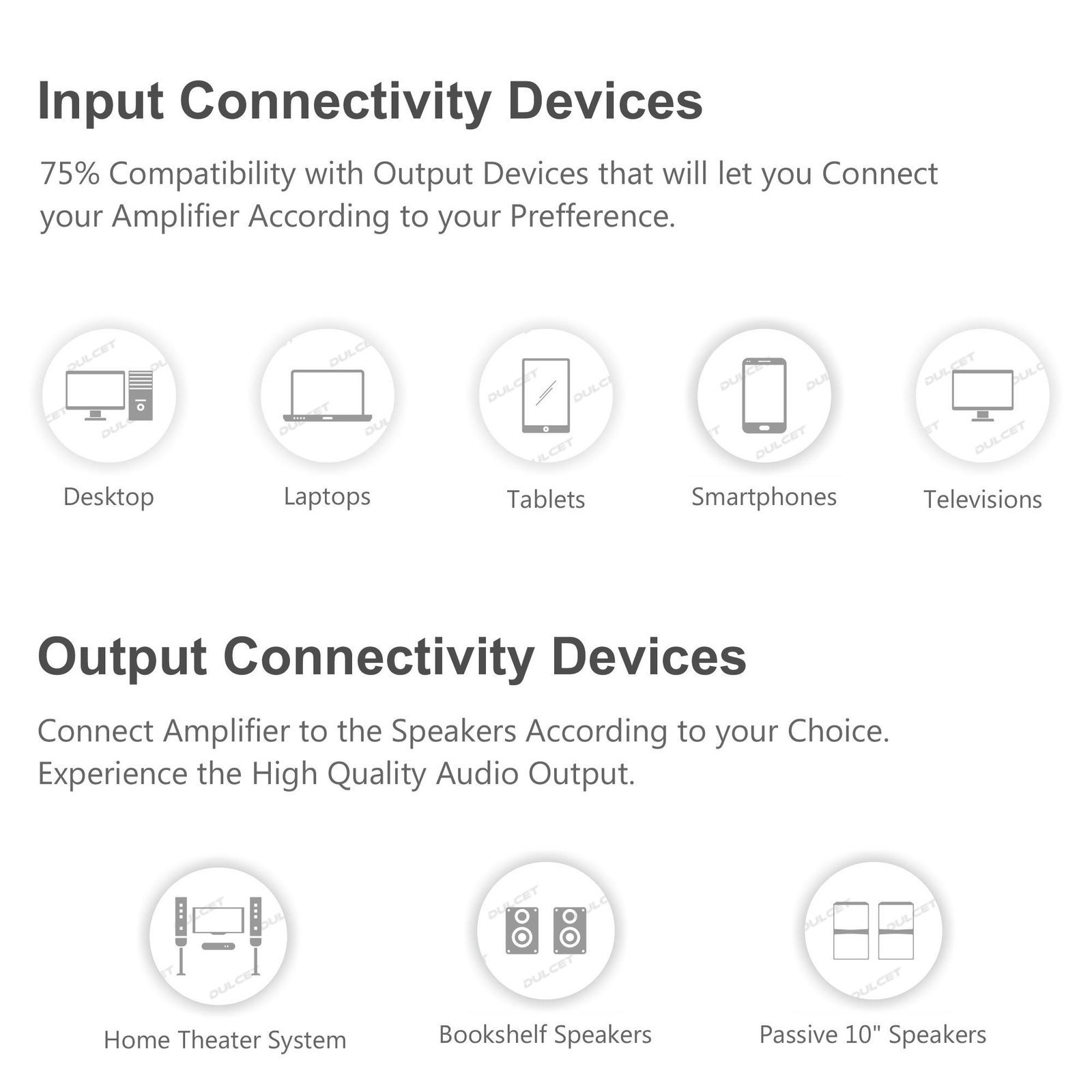 Dulcet DC-A30X 2 Channel Stereo Amplifier with Big LED Display/Bluetooth/MIC Input/USB/SD Card Slot/FM Radio/AUX Input/Remote Control & Built-in Equalizer with Bass, Treble & Balance Control - Image 3
