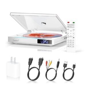 Gaonaway Mini DVD Player, HDMI Small DVD Player for TV, All Region Free, 1080P HD, Compact, USB Input, Remote Control, White