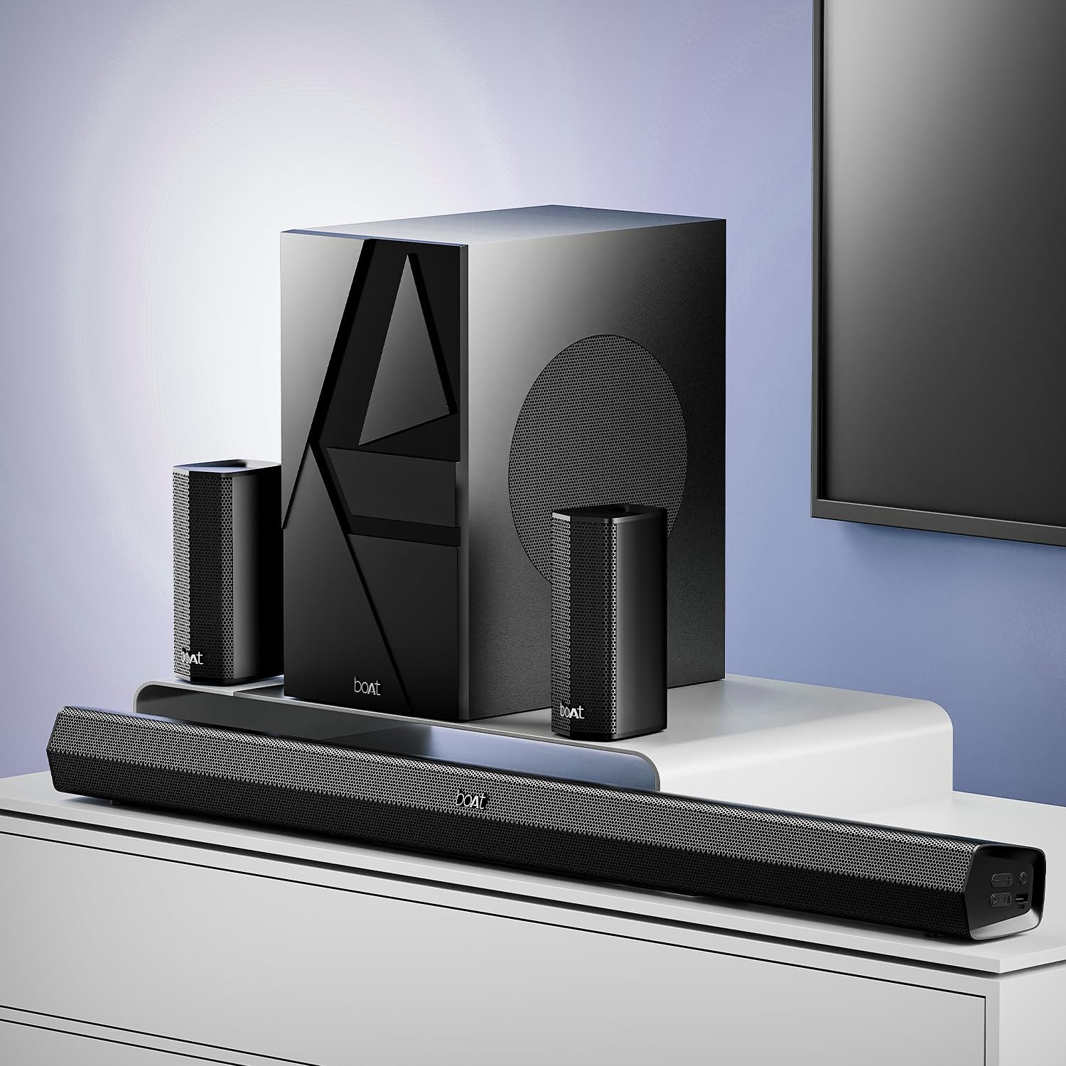 boAt Aavante Bar 3600/3500, 500W Signature Sound,5.1CH, Wall Mountable Design, Bass & Treble with Master Remote Control, Bluetooth Sound Bar, Home Theatre Soundbar Speaker (Premium Black) - Image 3