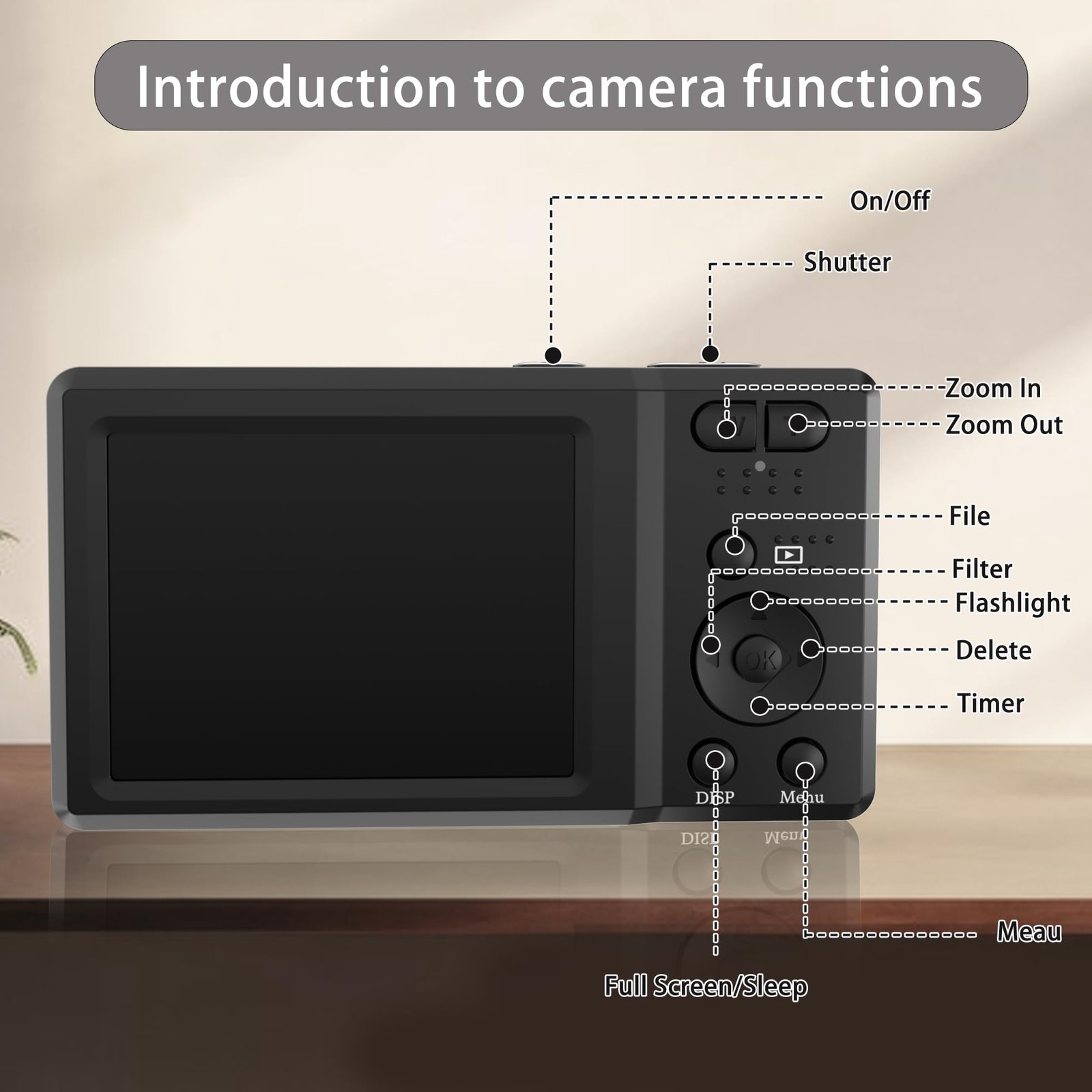 Focusify Digital Camera, 4K Ultra HD Cameras for Photography, Digital Point and Shoot Camera with 56Mp Autofocus 20X Zoom Anti Shake, Video Camera with 32GB SD Card for Kids, Teens, Beginners(Black) - Image 2