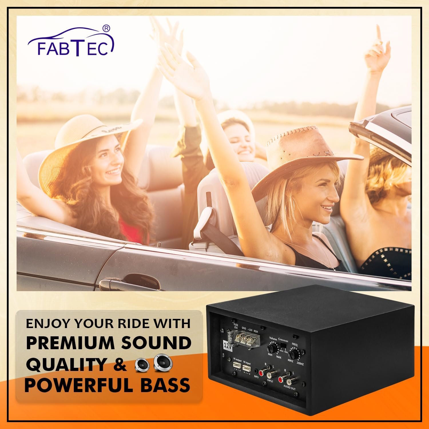 FABTEC 12V Dual Channel 120W Car Amplifier Stereo Power Mono Amp Audio, Bass Sub- Woofer kit, Monoblock, Black Body Encloser,Car Multi Channel Amplifier Class AB, Mosfet Dc Power Supply - Image 7