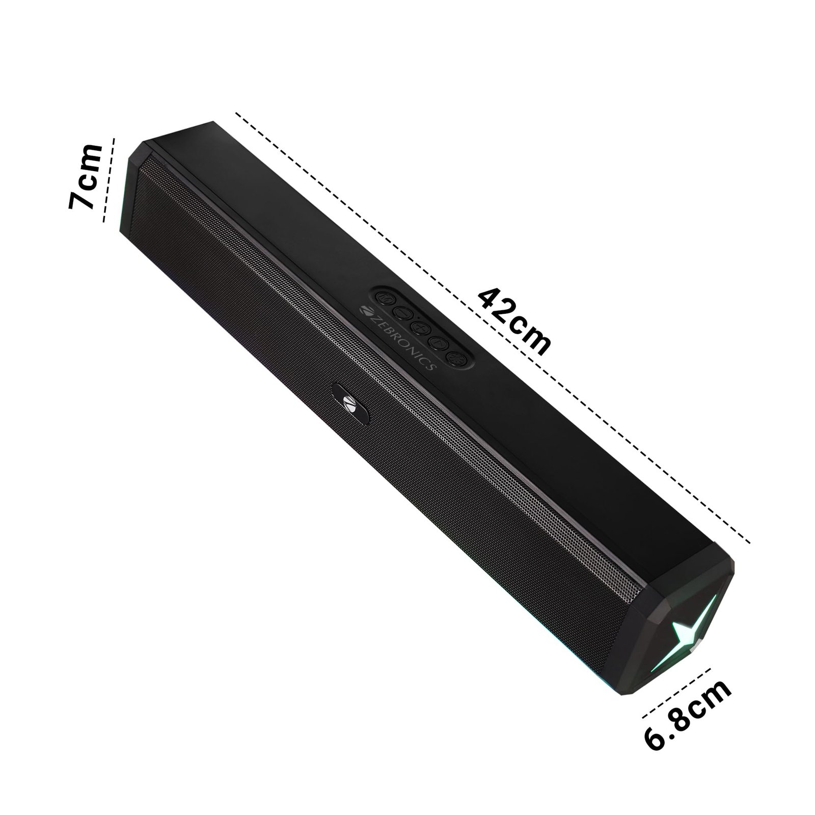ZEBRONICS VITA BAR 150 Wireless Bluetooth Soundbar, 20W RMS, 2.0 Channel, Dual (52mm Driver & Passive Radiator), Upto 8 Hours Playback, Built in Battery, BTv5.3 | USB | mSD | AUX | | TWS, RGB LED - Image 2