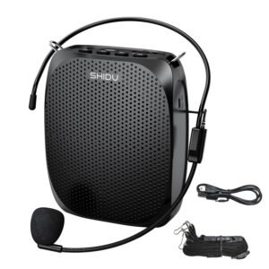 SHIDU Portable Rechargeable Voice Amplifier with Wired Neckband Microphone, Supports AUX, USB & Micro-SD Card Input for Teachers, Tour Guides, Coaches, Classroom, Singing, Yoga, Fitness Instructors