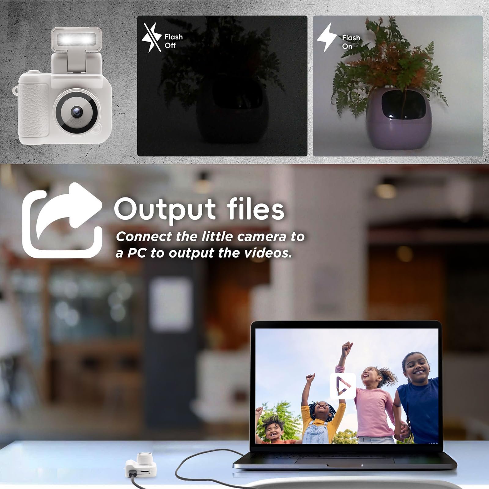 Mini Digital Camera with 1.4 in LCD Screen 1080P 32GB Card Charging Base Monoreflexes Shaped CMOS Small Compact Portable Video Recorder Easy to Operate (White) - Image 3