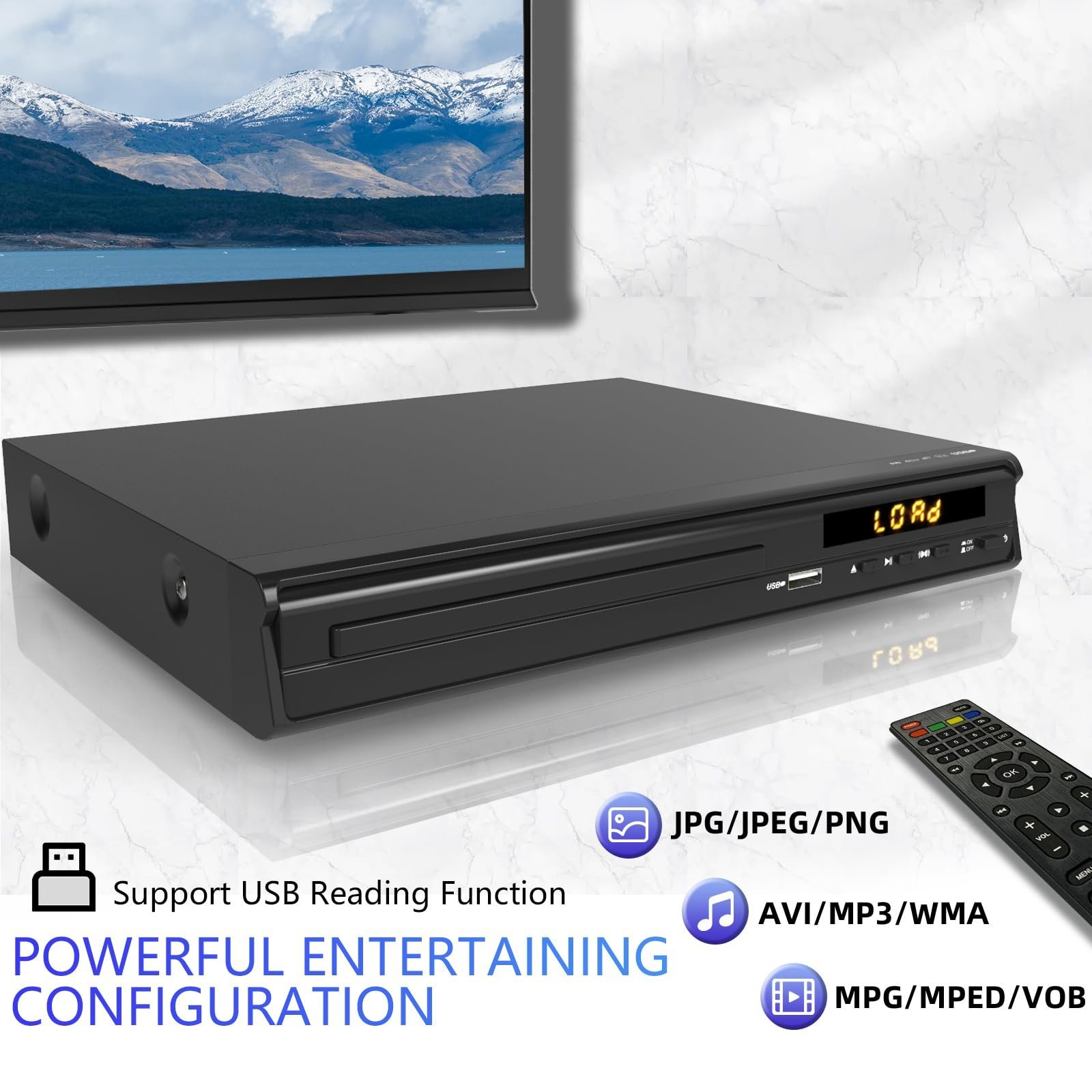 Multi-Region CD DVD Players,DVD Players for TV,HDMI AV Output, Supports USB Input & Mic's, Package Includes RCA/HDMI Cables and Remote Control - Image 4