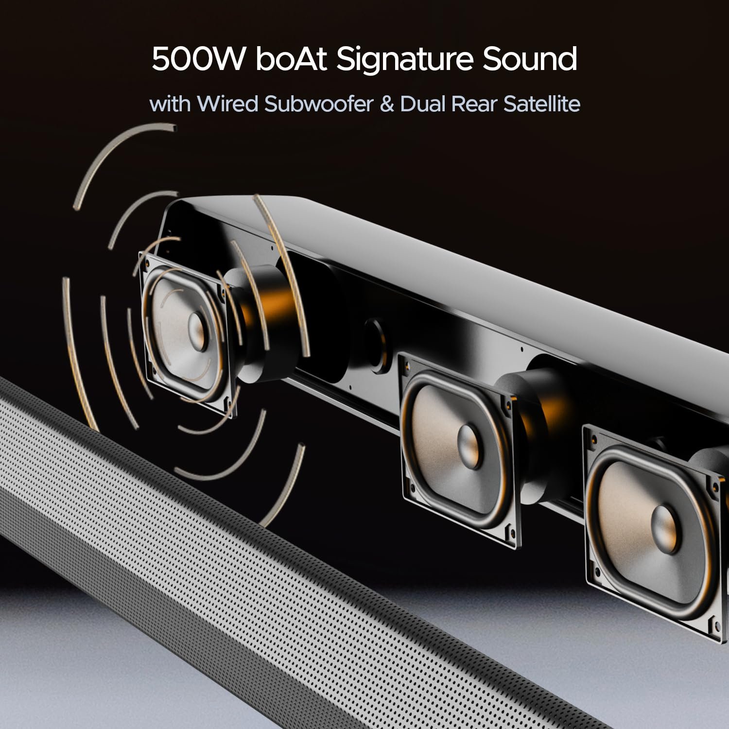 boAt Aavante Bar 3600/3500, 500W Signature Sound,5.1CH, Wall Mountable Design, Bass & Treble with Master Remote Control, Bluetooth Sound Bar, Home Theatre Soundbar Speaker (Premium Black) - Image 8