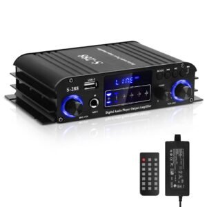 ARRAROWN Stereo Audio Amplifier for Home Speakers, S-288 4.0CH Bluetooth5.0 HiFi Mini Audio Component Amplifiers Receiver RMS 40Wx4 Max. 600W Integrated Power Amp W/USB,FM,Adapter