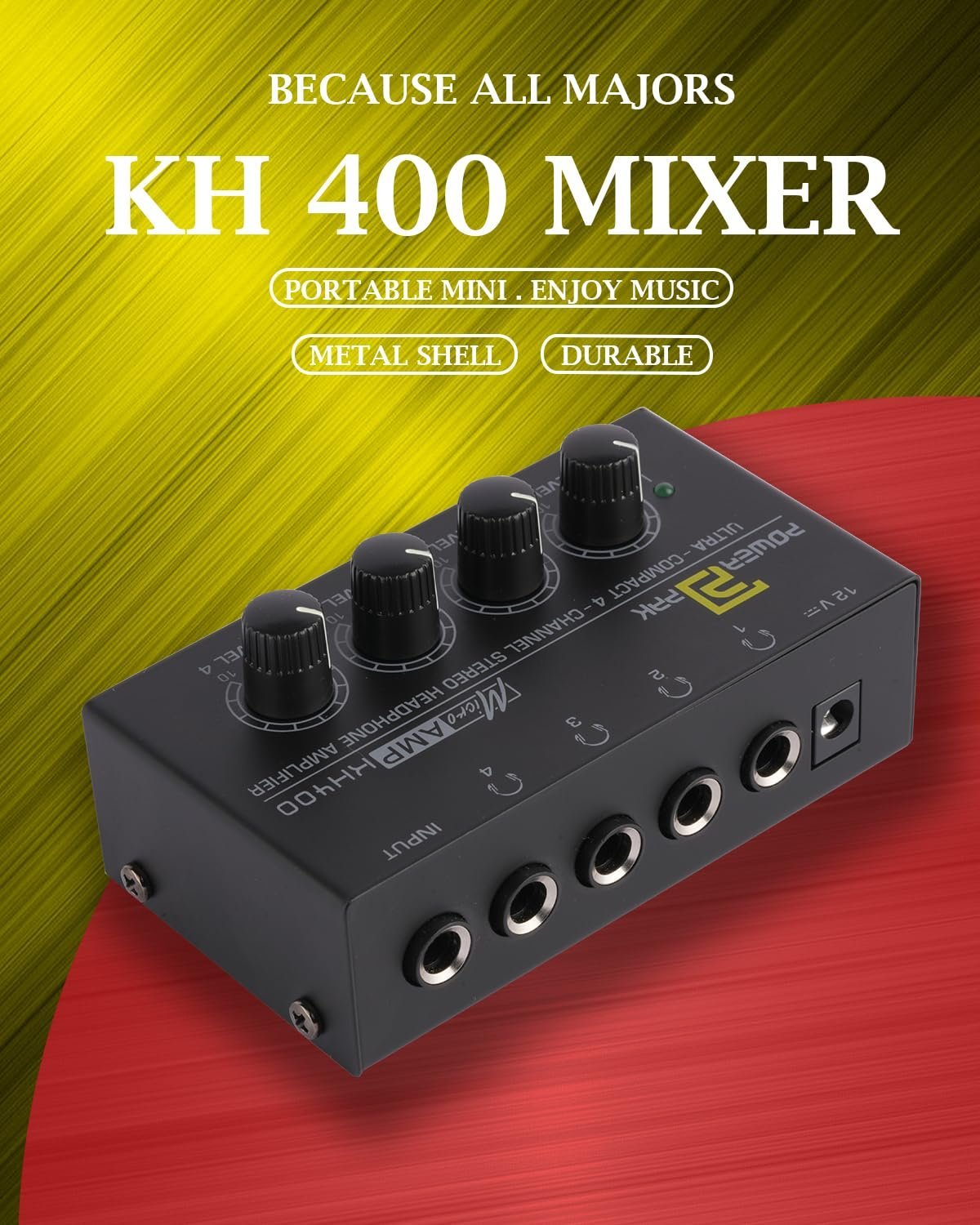 Powerpak KH400 4-Channel Headphone Amplifier Metal Stereo Audio Amplifier | 4X Quarter Inch Balanced TRS Headphones Output and TRS Audio Input for Sound Mixer - Image 6