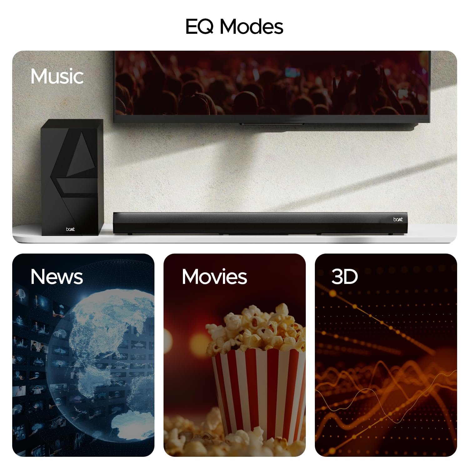 boAt Aavante Bar 3600/3500, 500W Signature Sound,5.1CH, Wall Mountable Design, Bass & Treble with Master Remote Control, Bluetooth Sound Bar, Home Theatre Soundbar Speaker (Premium Black) - Image 6