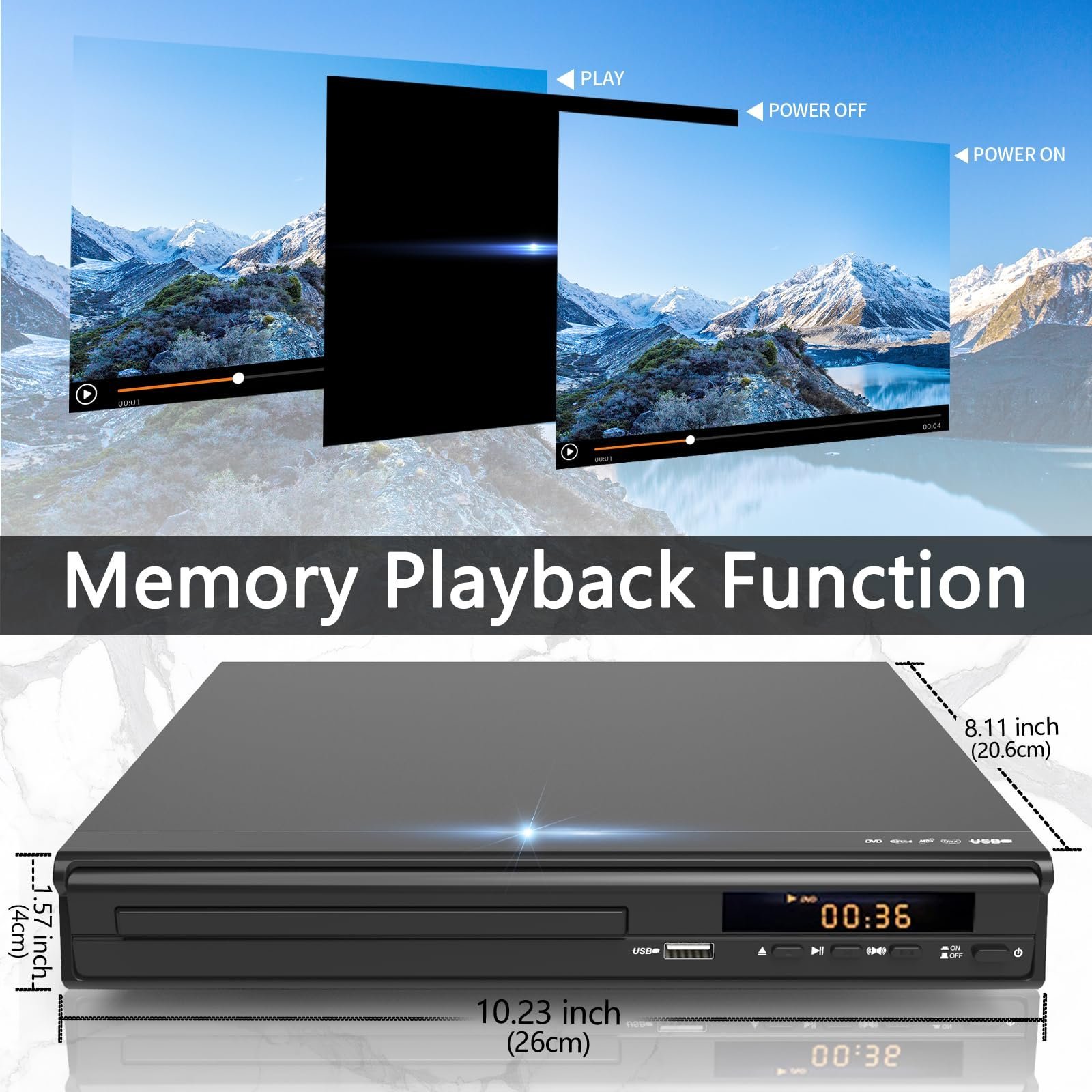 Multi-Region CD DVD Players,DVD Players for TV,HDMI AV Output, Supports USB Input & Mic's, Package Includes RCA/HDMI Cables and Remote Control - Image 3