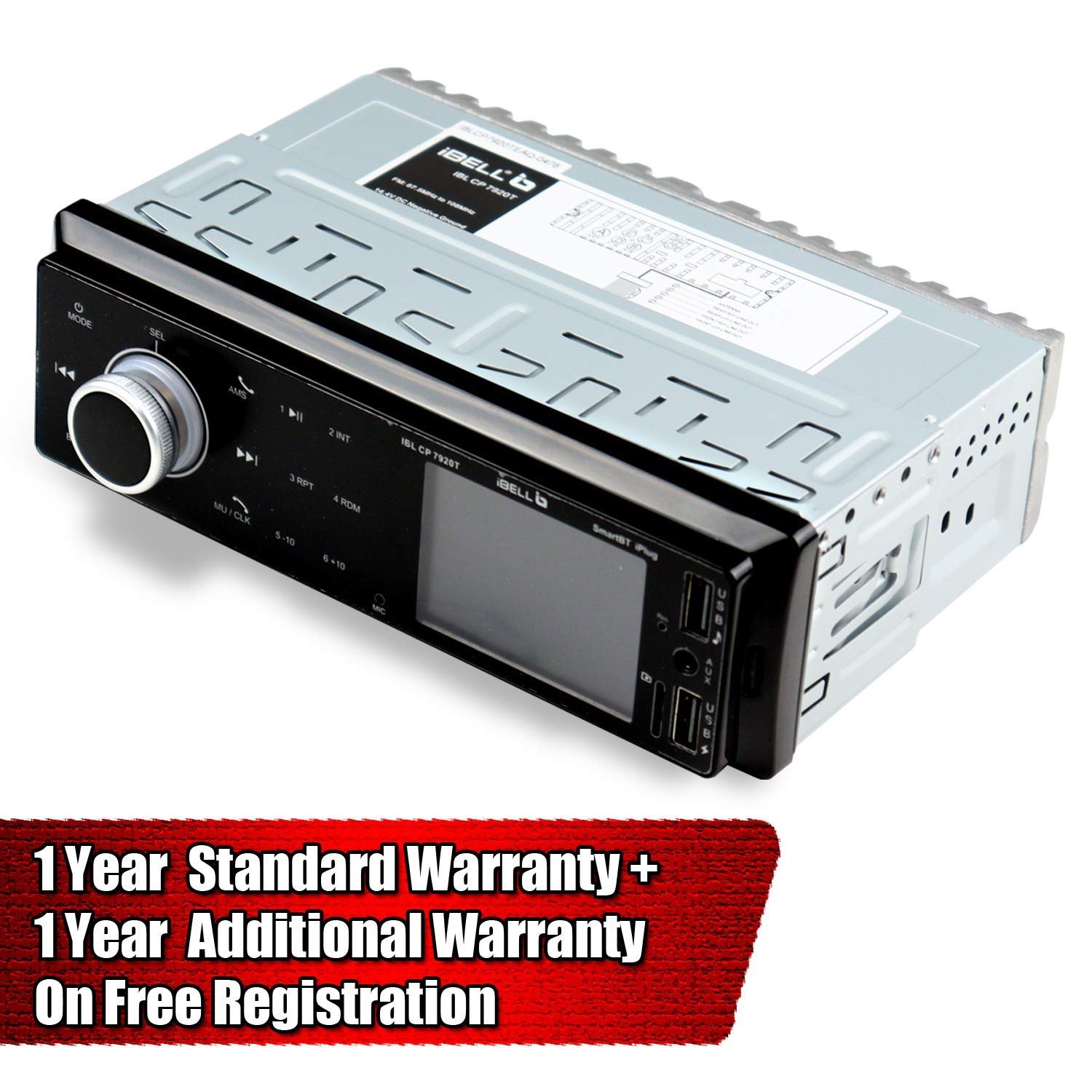 IBELL CP7920T Car Audio System with 2 Year Warranty, Bluetooth, Dual USB, AUX, SD Card, FM Radio, 140W Car Audio Player, LCD Display,1 DIN Music System, Voice Assistant (Black) - Image 4