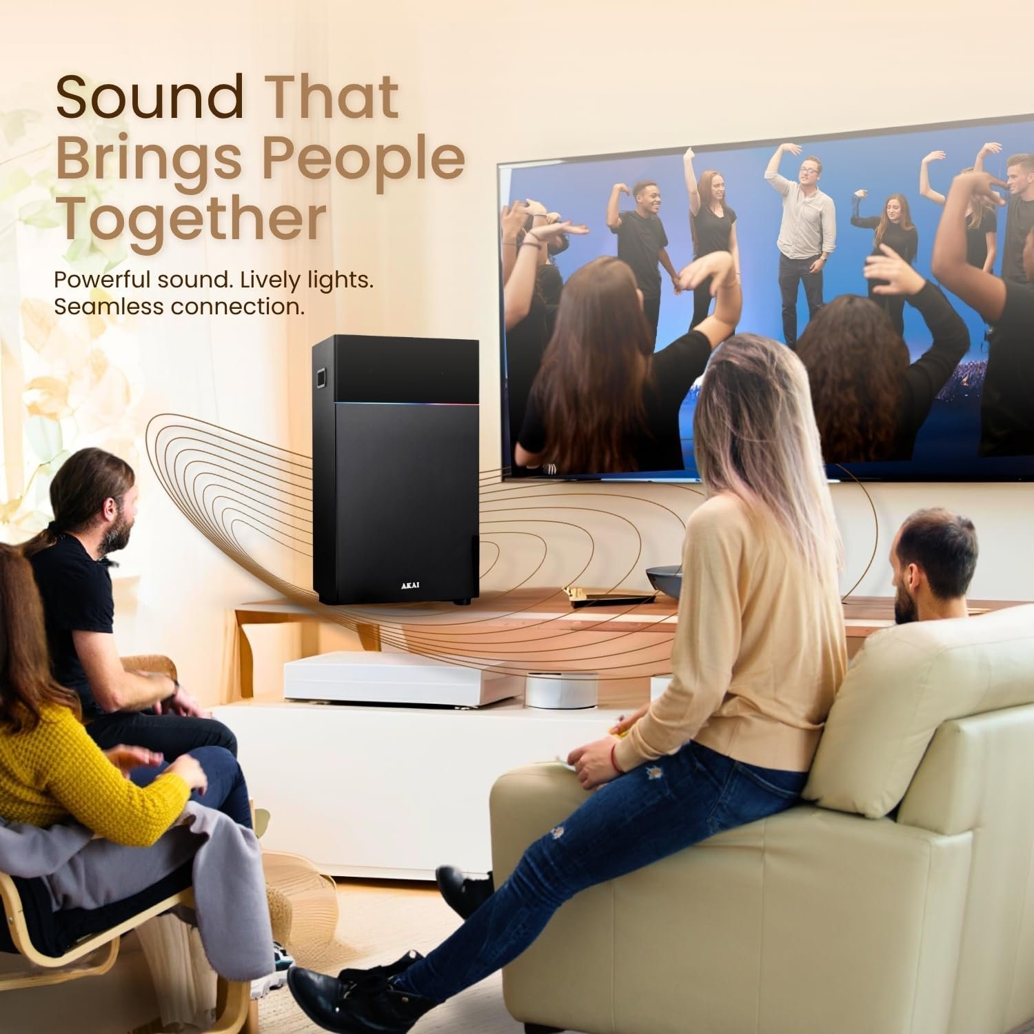 AKAI Portable Bluetooth Speaker 80W RMS with Remote - 1 Year Warranty | Mid Speaker 6.5" Woofer | Karaoke mic HDMI (ARC), LED Light, High Bass, AUX | Supports TV, PC & Smartphone (UltraBoom-80) - Image 5