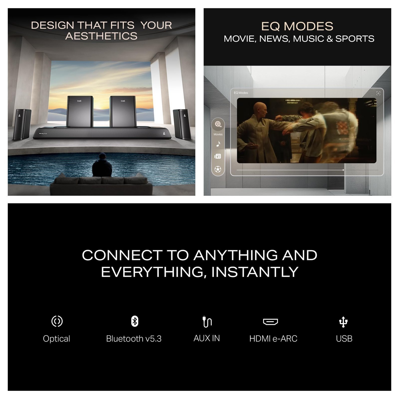 boAt Aavante 5.2.4 Prime 6250DA (2025 Launch), Dolby Atmos, 625W, 5.2.4CH(Dual Subwoofers & Wireless Satellites),Multi Connectivity, Bluetooth Sound bar, Home Theatre Soundbar Speaker (Premium Black) - Image 10