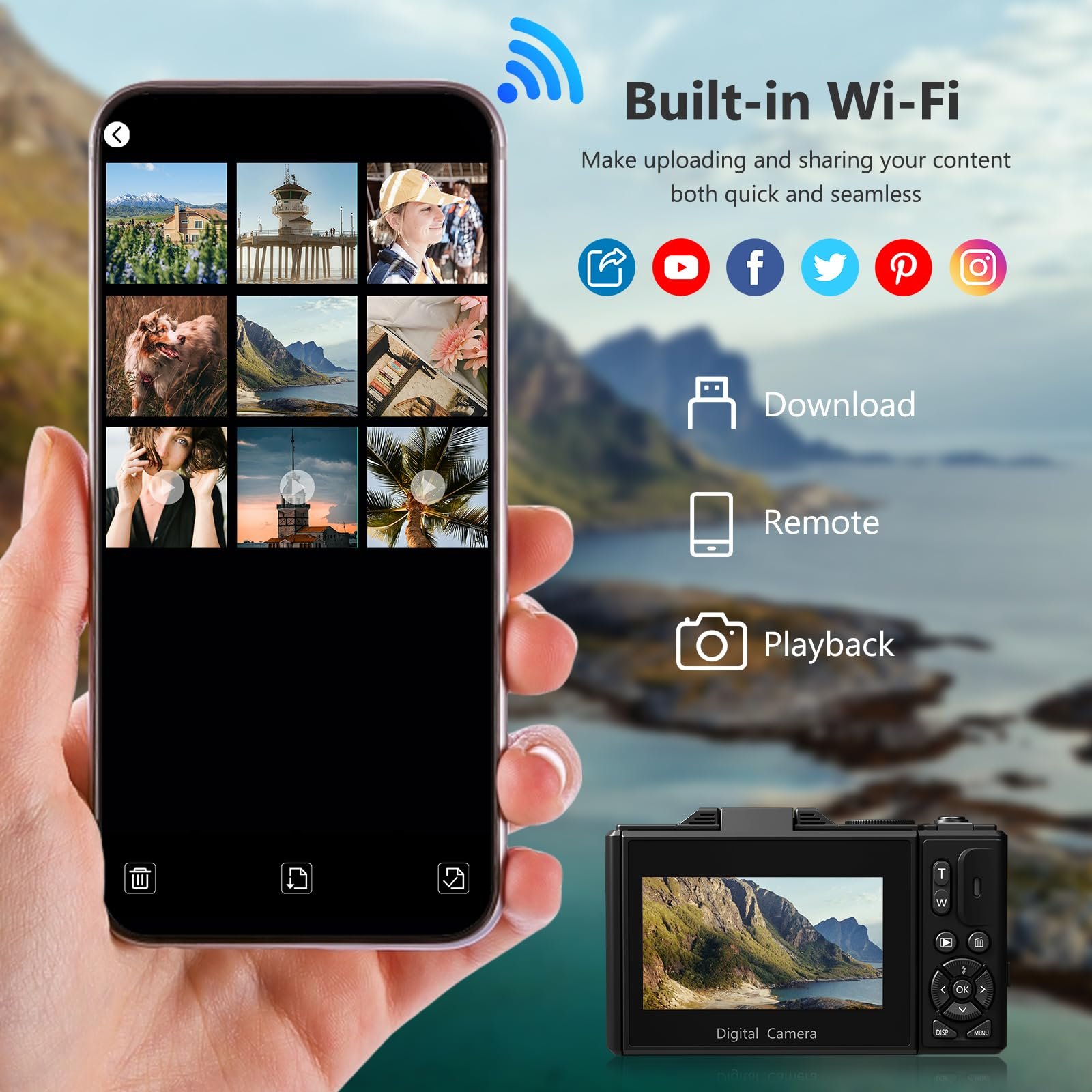 VJIANGER 4K Digital Camera For Photography, 64MP, 18X Digital Zoom Point And Shoot Vlogging Camera with 32GB Micro SD Card for Beginner, Youtube, Black - Image 6