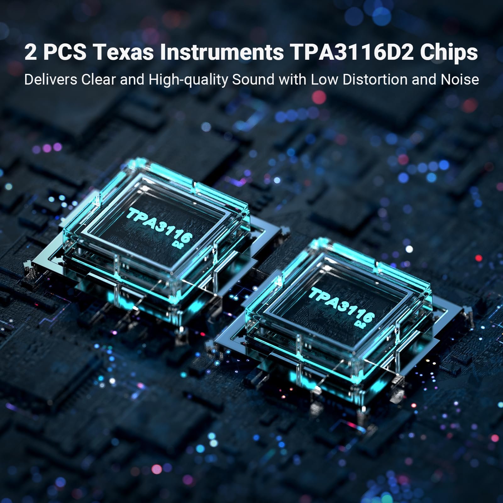 Fosi Audio BT20A Bluetooth 5.0 Stereo Audio 2 Channel Amplifier Receiver Mini Hi-Fi Class D Integrated Amp 2.0 CH for Home Speakers 100W x 2 with Bass and Treble Control TPA3116 (with Power Supply) - Image 7