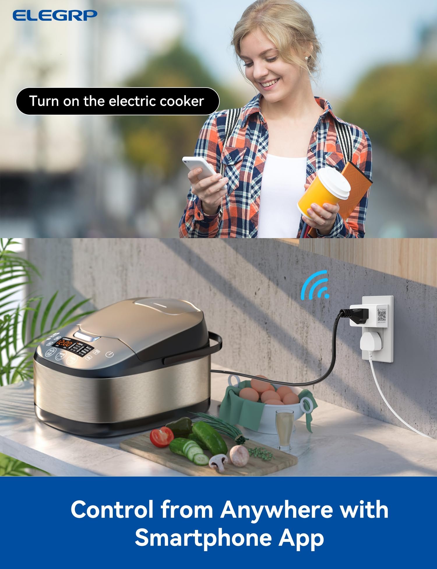 ELEGRP Matter Mini Smart Plug Compatible with Apple Home, Siri, Alexa, Google Home, SmartThings, Compact Design, UL Certified, 2.4G Wi-Fi Only, White, 1 Pack - Image 6