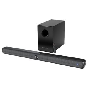 ZEBRONICS 120 Watts Soundbar, Home Theatre, Dual Racetrack Drivers Soundbar, 13.33cm Subwoofer, HDMI ARC, Bluetooth v5.1, USB, Glossy Finish, Wall Mountable, 2.1 Ch (Juke BAR 3910)