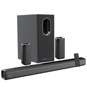 ZEBRONICS Juke BAR 7400 PRO 5.1 Channel soundbar with 6.5" subwoofer, 400W RMS, Dual Rear Satellites, HDMI (ARC), Optical in, AUX, BT v5.0, USB in, Remote Control,LED Display and Wall Mount(Black)
