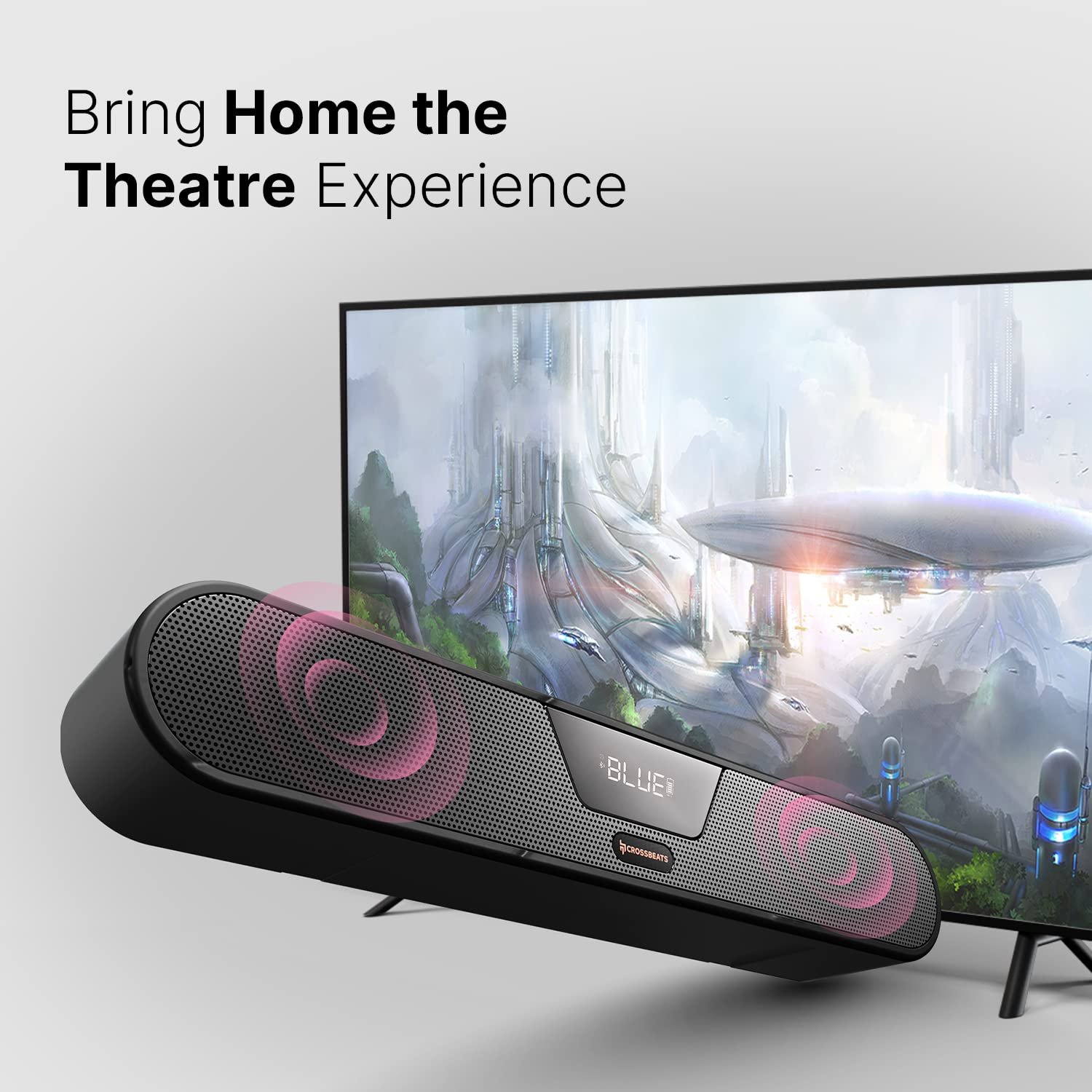 CrossBeats Blaze B24 Bluetooth Soundbar 24W, Gaming RGB Lights, AUX, Bluetooth, USB, FM & TWS I Fast SnapCharge Battery, Multiport Connectivity, BT Speaker for TV, Mobile, PC, Laptops, Tablets Black - Image 7