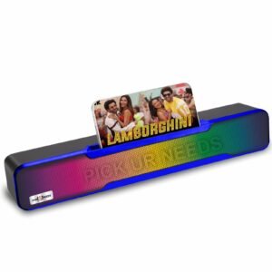 Pick Ur Needs Portable Bluetooth Wireless Home TV Soundbar with Mobile Stand & Multicolor Light Bass Stereo Speaker (Blue)