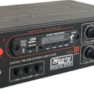 Tech-lobby Stereo Amplifier with Big LED Display/Bluetooth/MIC Input/USB/SD Card Slot/FM Radio/AUX Input/Remote Control & Built-in Equalizer with Bass, Treble & Balance Control (Model -15000).
