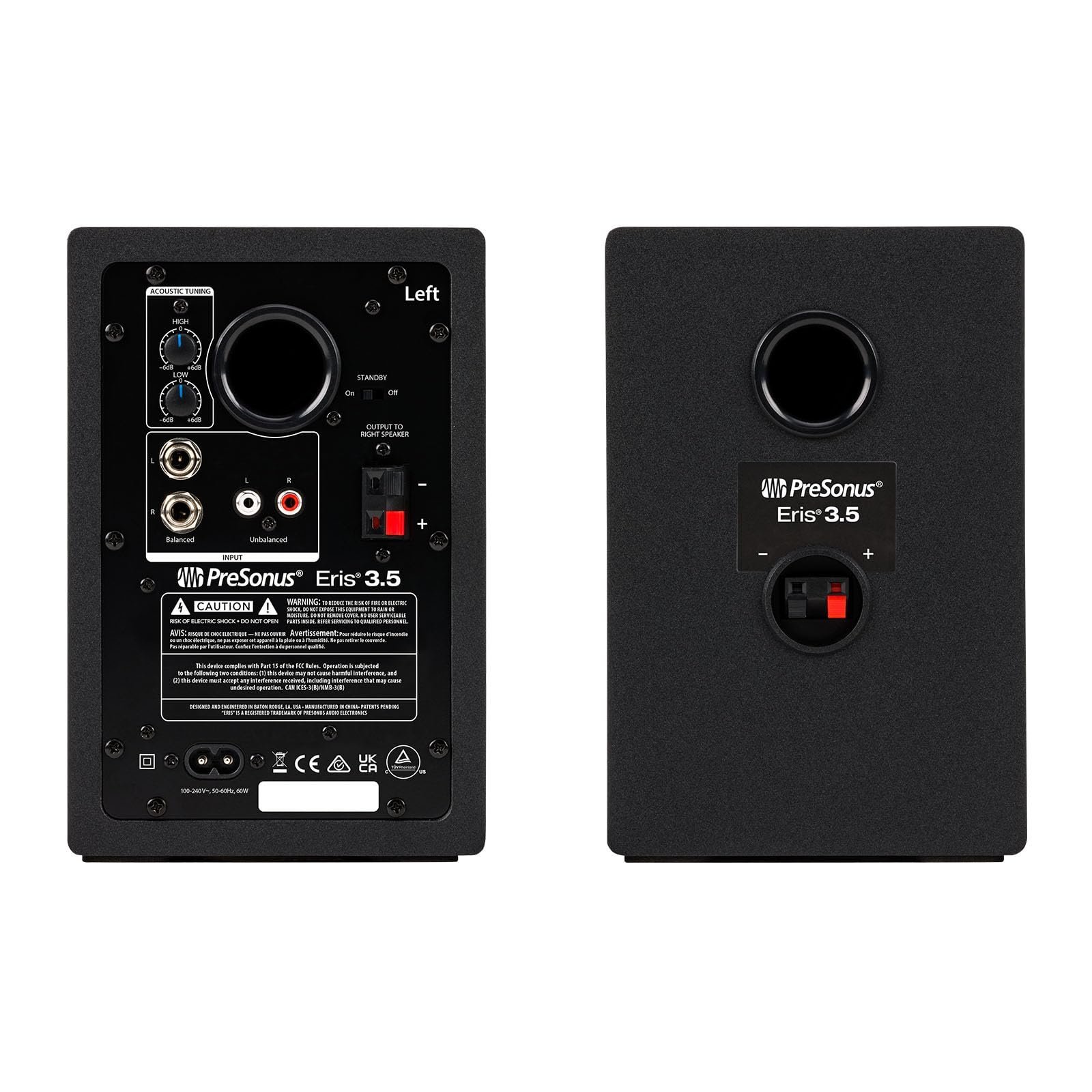 PreSonus Eris 3.5 2nd Gen HD Professional Studio Monitors with 3.5" Woven Composite Woofer, 1" Silk-Dome Tweeter, 50W Class AB Power and Tuning Controls (Auxillary) - Pair (Black) - Image 2