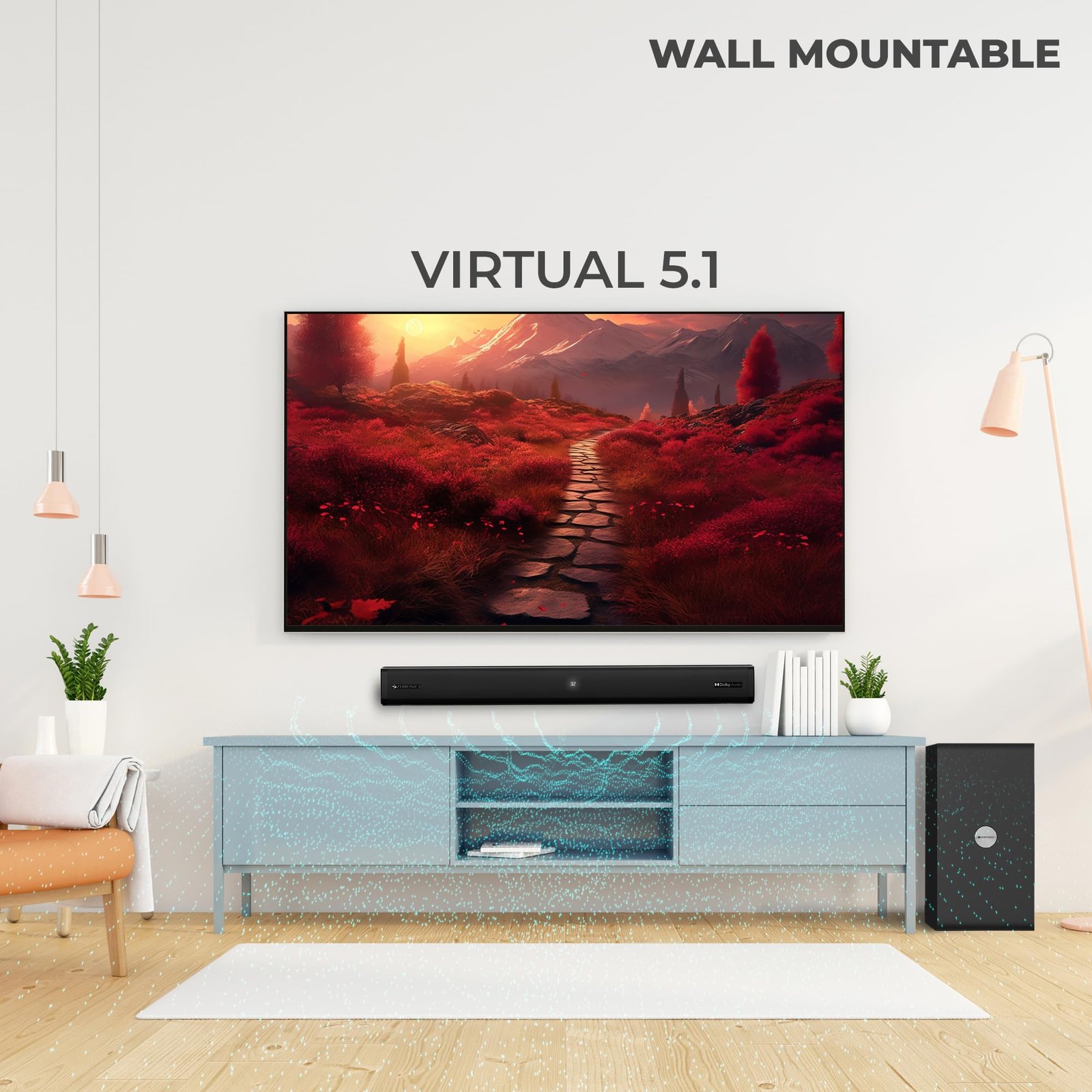 ZEBRONICS JUKE BAR 8700 PRO 200W Dolby Soundbar with Wireless Subwoofer, Supports Bluetooth, HDMI (ARC), AUX, Dolby Audio, LED Display, Wall Mountable, Virtual 5.1 and Dual Driver - Image 2