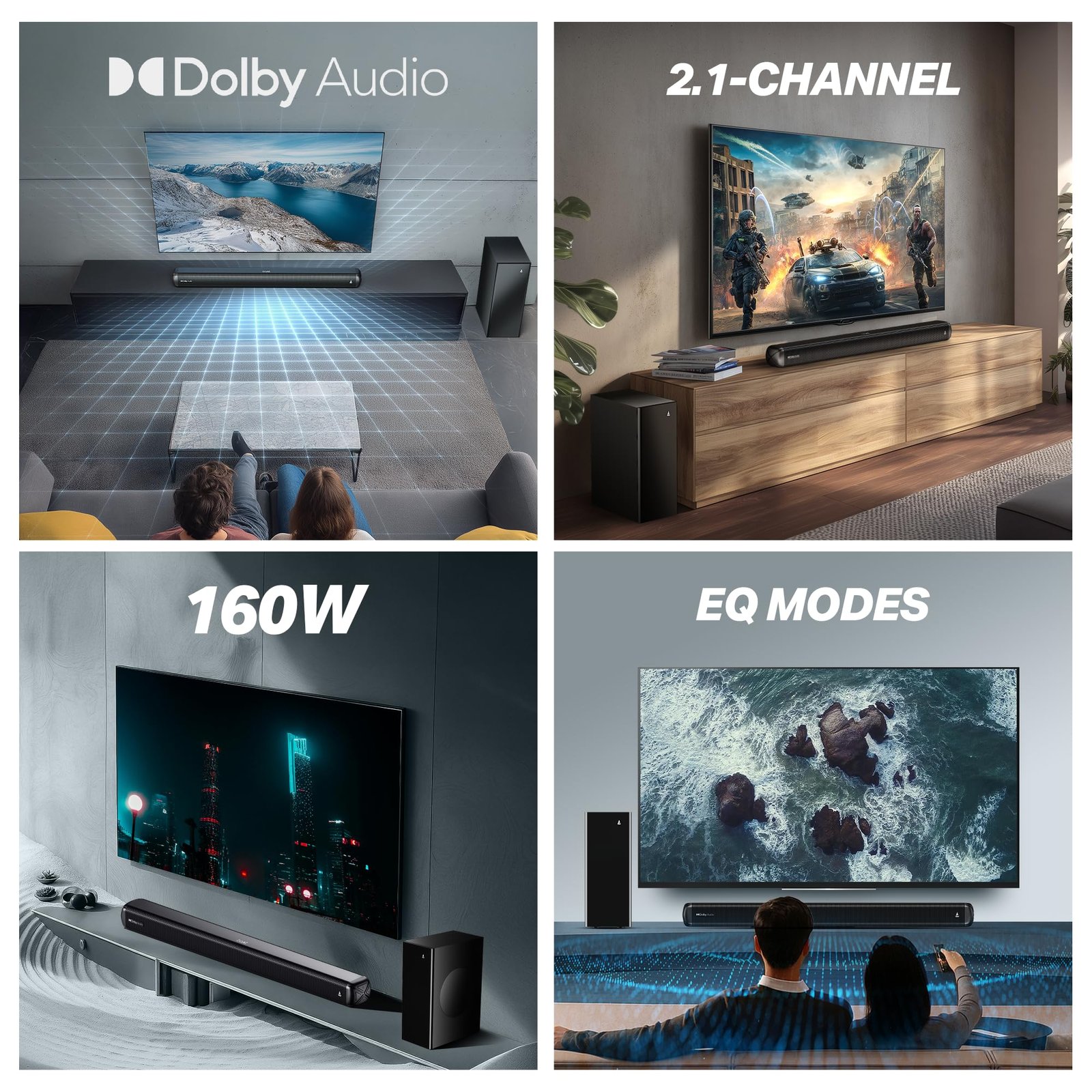 boAt 2025 Launch Aavante 2.1 1600D / Orion Plus, Dolby Audio, 160W Signature Sound, 2.1CH Wired Subwoofer,Multiple Ports & EQ Modes, Bluetooth Sound bar, Home Theatre Soundbar Speaker (Premium Black) - Image 8