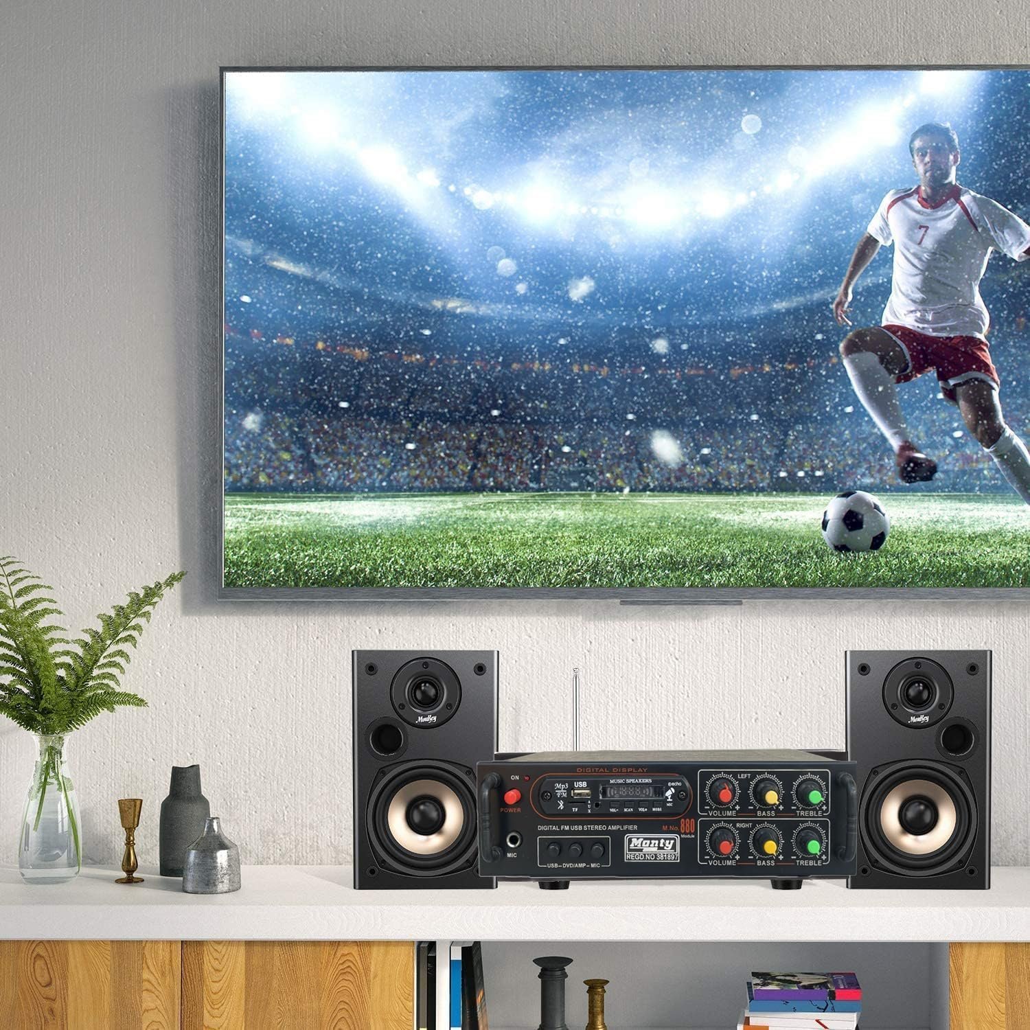 Tech-lobby® Sterio Sound Amplifier with 1 Mic Karaoke USB,AUX,MIC,BLUTHOOTH,AV,2RC-Build in BLUTHOOTH with 4440 Double IC Circuit Power AV Amplifiers Perfect for Home and Outdoor Function. - Image 4