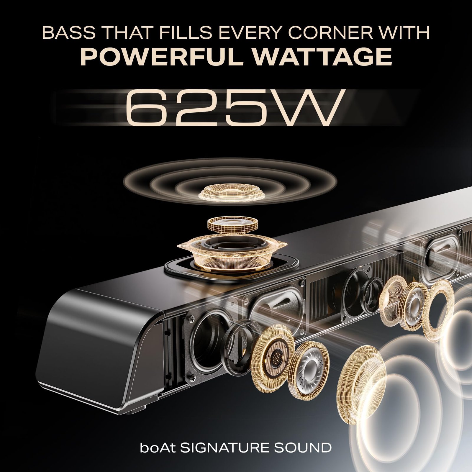 boAt Aavante 5.2.4 Prime 6250DA (2025 Launch), Dolby Atmos, 625W, 5.2.4CH(Dual Subwoofers & Wireless Satellites),Multi Connectivity, Bluetooth Sound bar, Home Theatre Soundbar Speaker (Premium Black) - Image 8